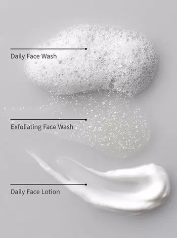 Always start with daily Face Wash, then Exfoliating Face Wash Lastly use Daily Face Lotion all from Bath & Body Works