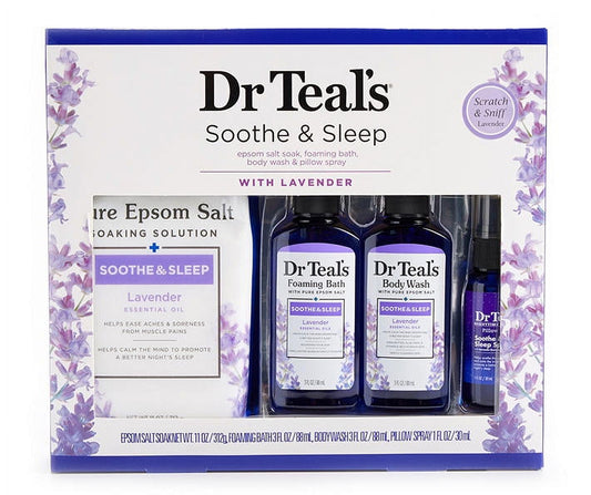 Soothe Sleep With Lavender Epsom Salt 11oz, Foaming Bath 3oz, Body Wash 3oz, Body Lotion 1oz, Gift Set EXprimi Skincare Kenya