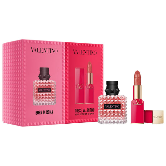 Valentino Mini Donna Born In Roma Perfume & Rosso Lipstick Valentine's Day Gift Set