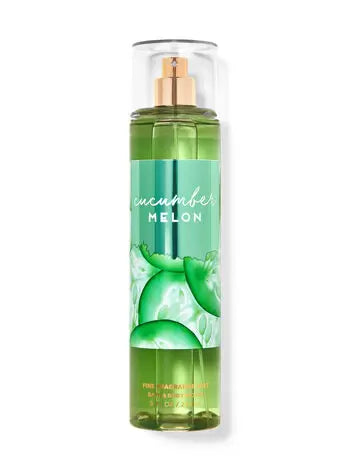 Bath & Body works Cucumber Melon Fine Fragrance Mist.  crisp cucumber, watery honeydew, summer cantaloupe, sparkling grapefruit and sheer woods. 