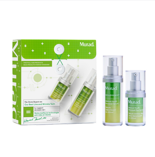 This Murad Retinol Youth Renewal Set includes:
Murad Retinol Youth Renewal Serum 30ml
Murad Retinol Youth Renewal Eye Serum 15ml