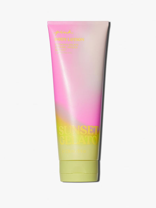 Pink Body lotion collection Sunset Gelato Body Lotion

Pistachio Gelato

Caramel Drizzle

Sea Salt

Smells like: A sweet, creamy treat on a golden beach day.